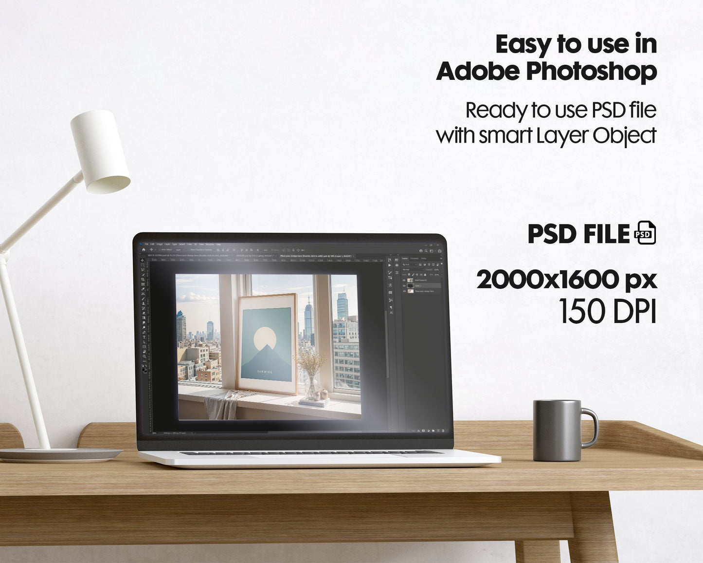 Frame Leaning On Window Sill Mockup | Mockup PSD Smart Object Interior Mockup Frame Mockup PSD Template
