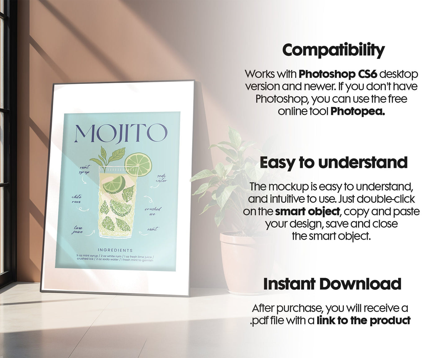 Interior Frame Mockup PSD | Frame Mockup Frames | Interior Wall Art | Interior Poster Shop Mockup