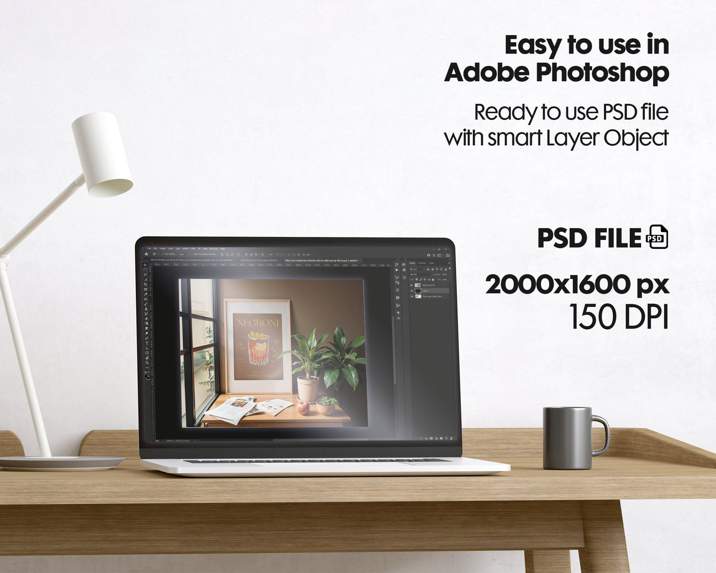 Desk Frame Mockup PSD | Frame Mockup Frames | Interior Wall Art | Desk Poster Shop Mockup