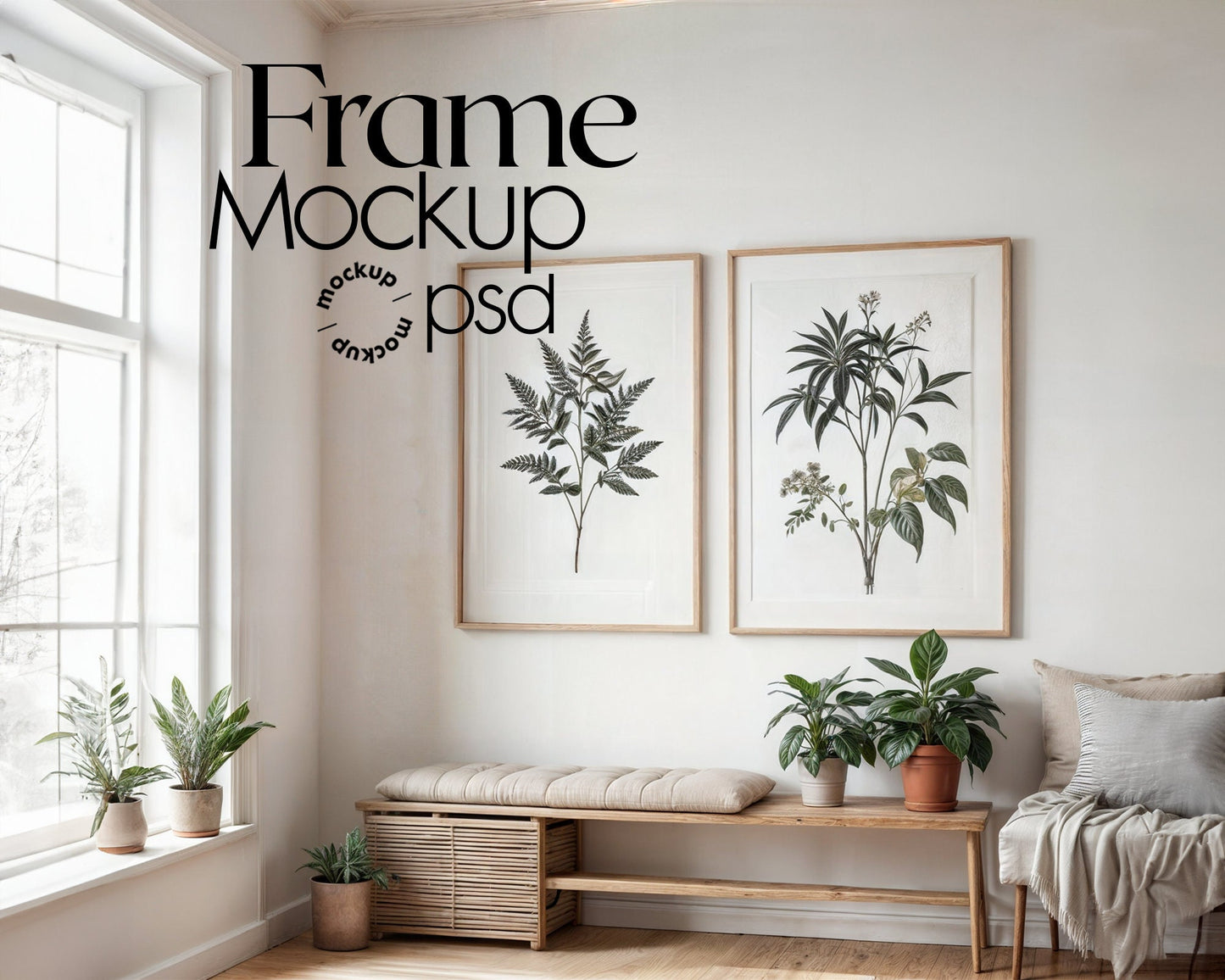 2 Frame Mockup in Home Interior PSD | 2 Frame Mockup Frames | Interior Wall Poster | Interior Poster Shop Mockup