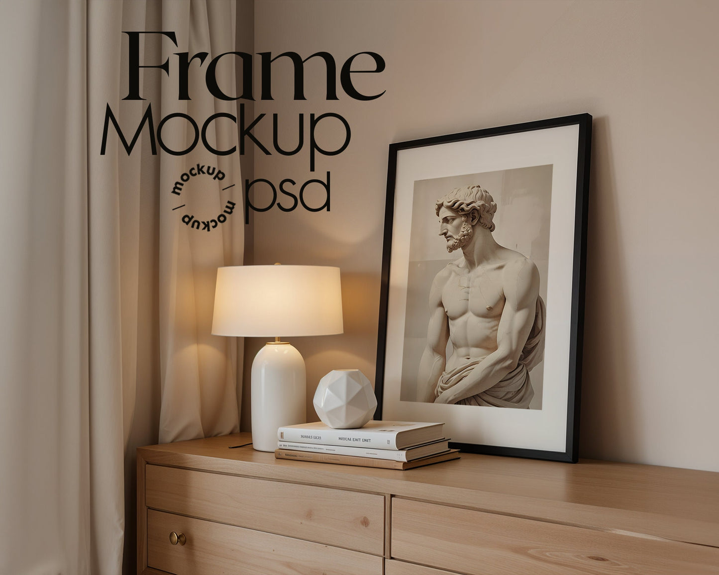 Vertical Frame Mockup in Home Interior | Frame Mockup PSD | Interior Wall Poster | Wood Frame Mockup