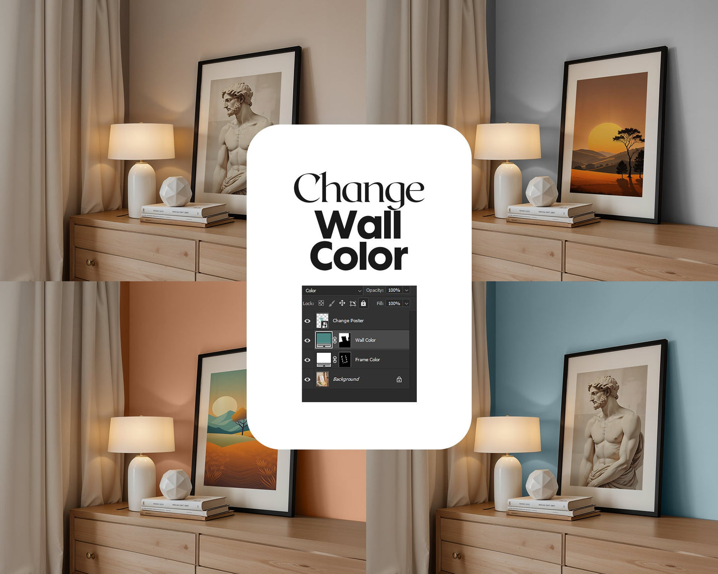 Vertical Frame Mockup in Home Interior | Frame Mockup PSD | Interior Wall Poster | Wood Frame Mockup