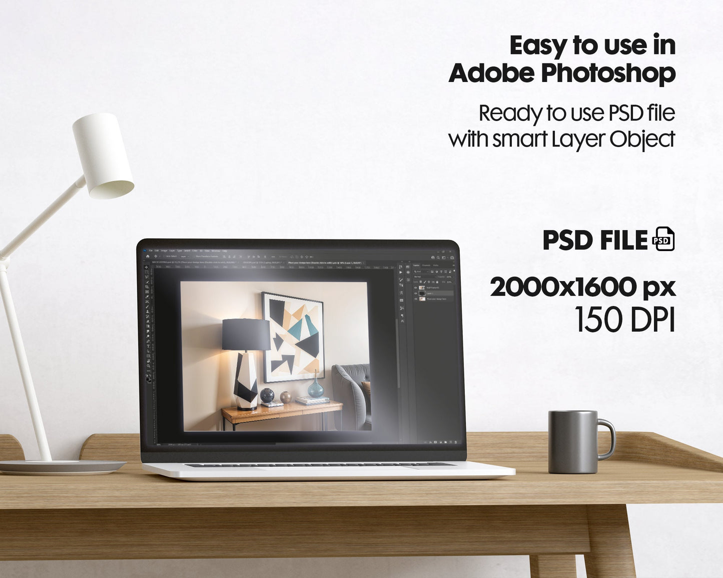 Vertical Frame Mockup in Home Interior | Frame Mockup PSD | Interior Wall Poster | Wood Frame Mockup
