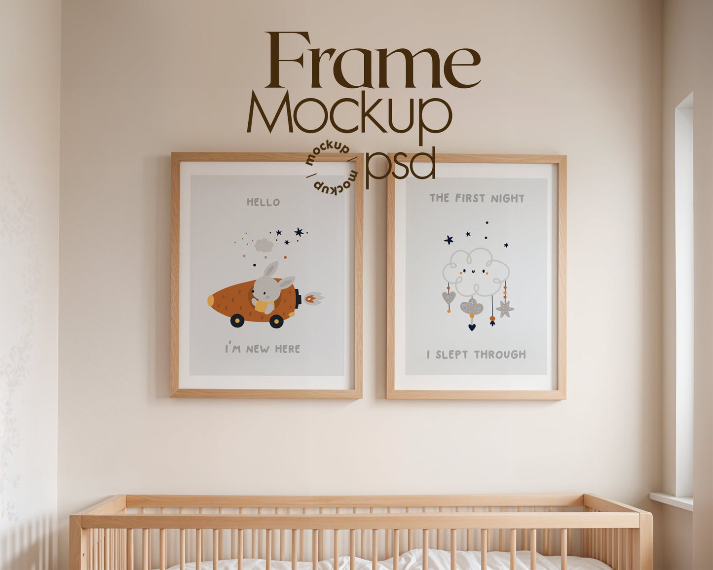 Frame Kids Room Mockup in Home Interior PSD | Nursery Frame Mockup Frames | Kids Wall Poster