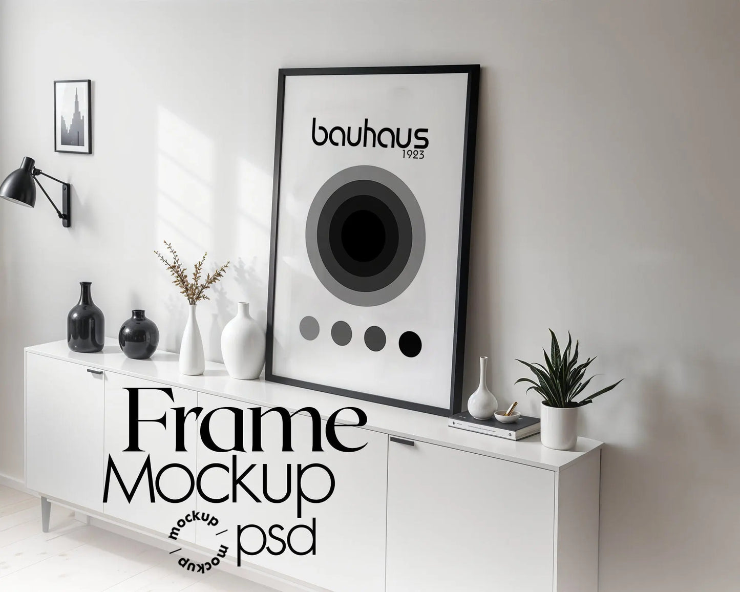 Black Frame Mockup in Home Interior | Black Frame Mockup Frames | Interior Wall Poster | Interior Poster Shop Mockup