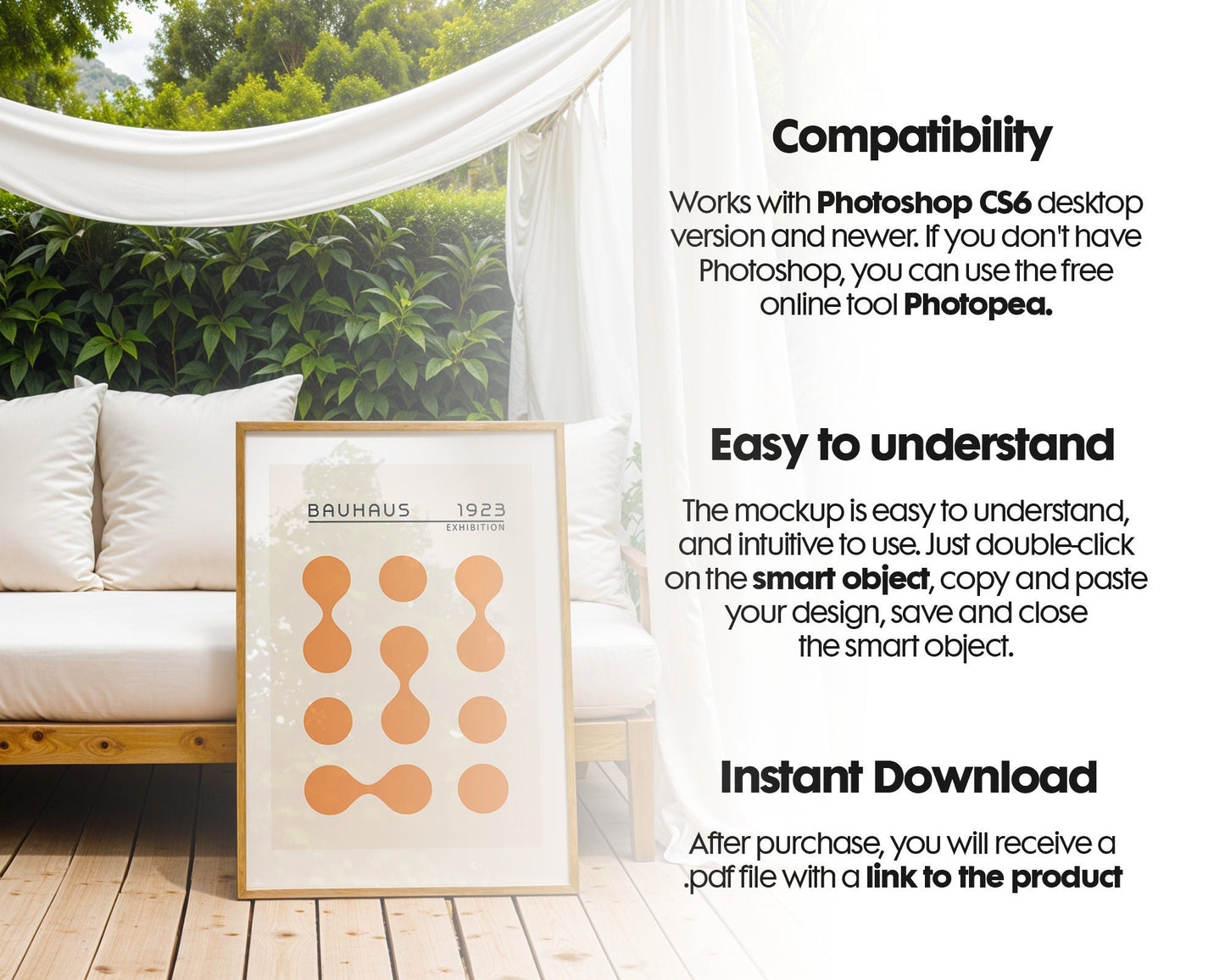 Vertical Frame Mockup in Garden | Garden Frame Mockup PSD | Minimal Thin Wooden Frame