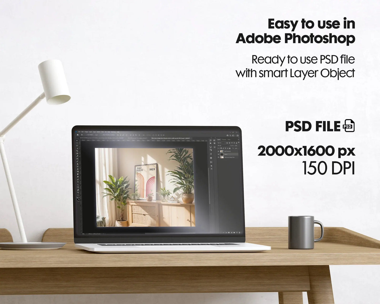 Vertical Frame Mockup in Home Interior | Boho Interior Frame Mockup PSD | Interior Poster Mockup PSD