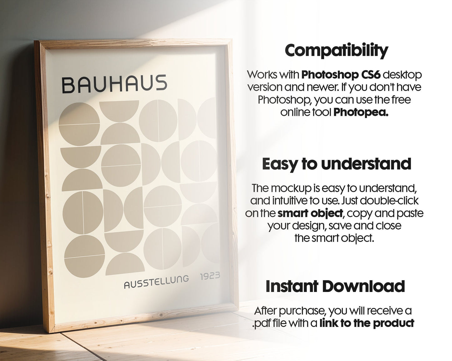 Artwork Mockup PSD | Framed Poster Mockup. DIN A Frame Mock–Up | PSD Photoshop Photopea Mockup. Frame Mockup Home Interior