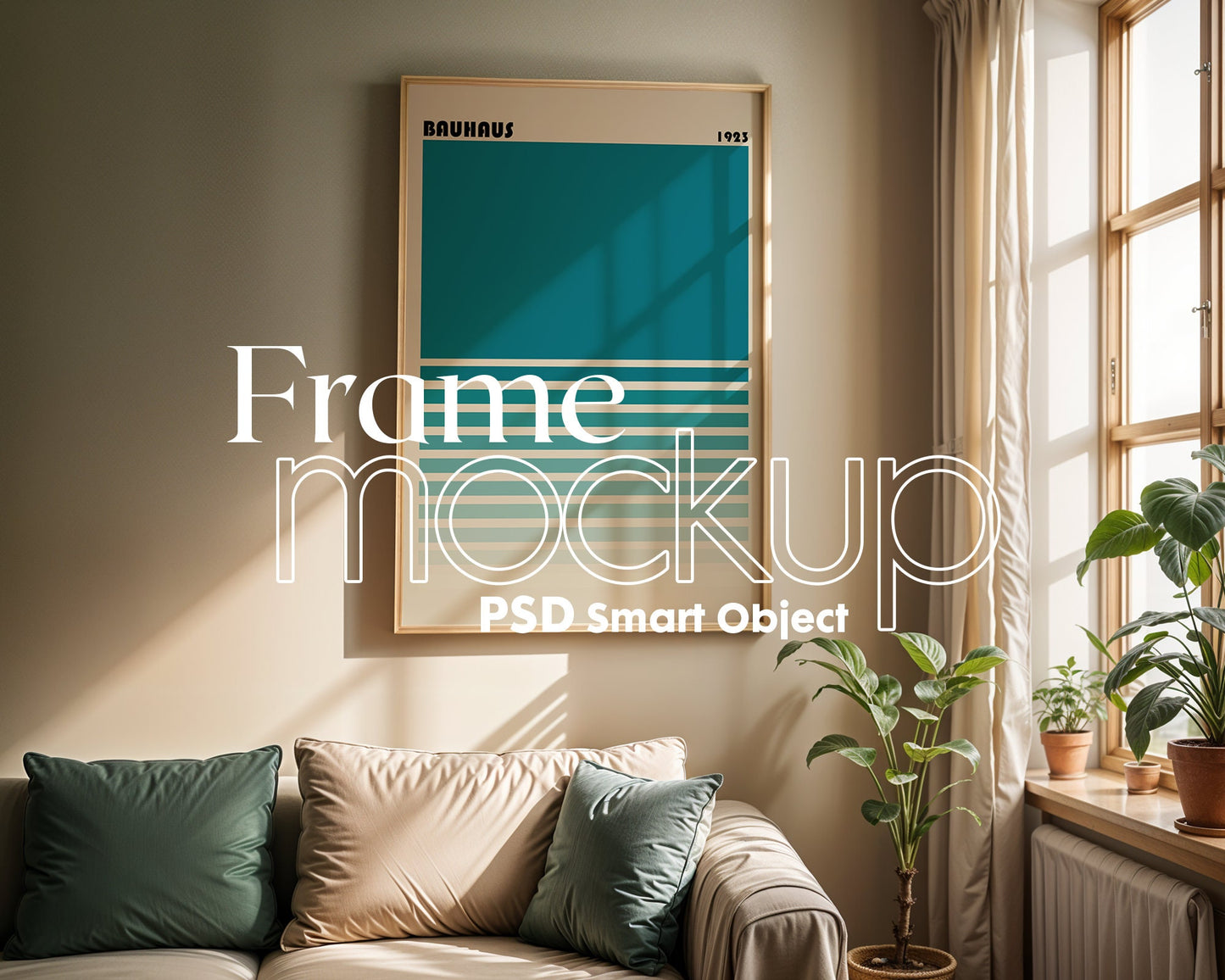Artwork Mockup PSD | Framed Poster Mockup. DIN A Frame Mock–Up | PSD Photoshop Photopea Mockup. Frame Mockup Home Interior