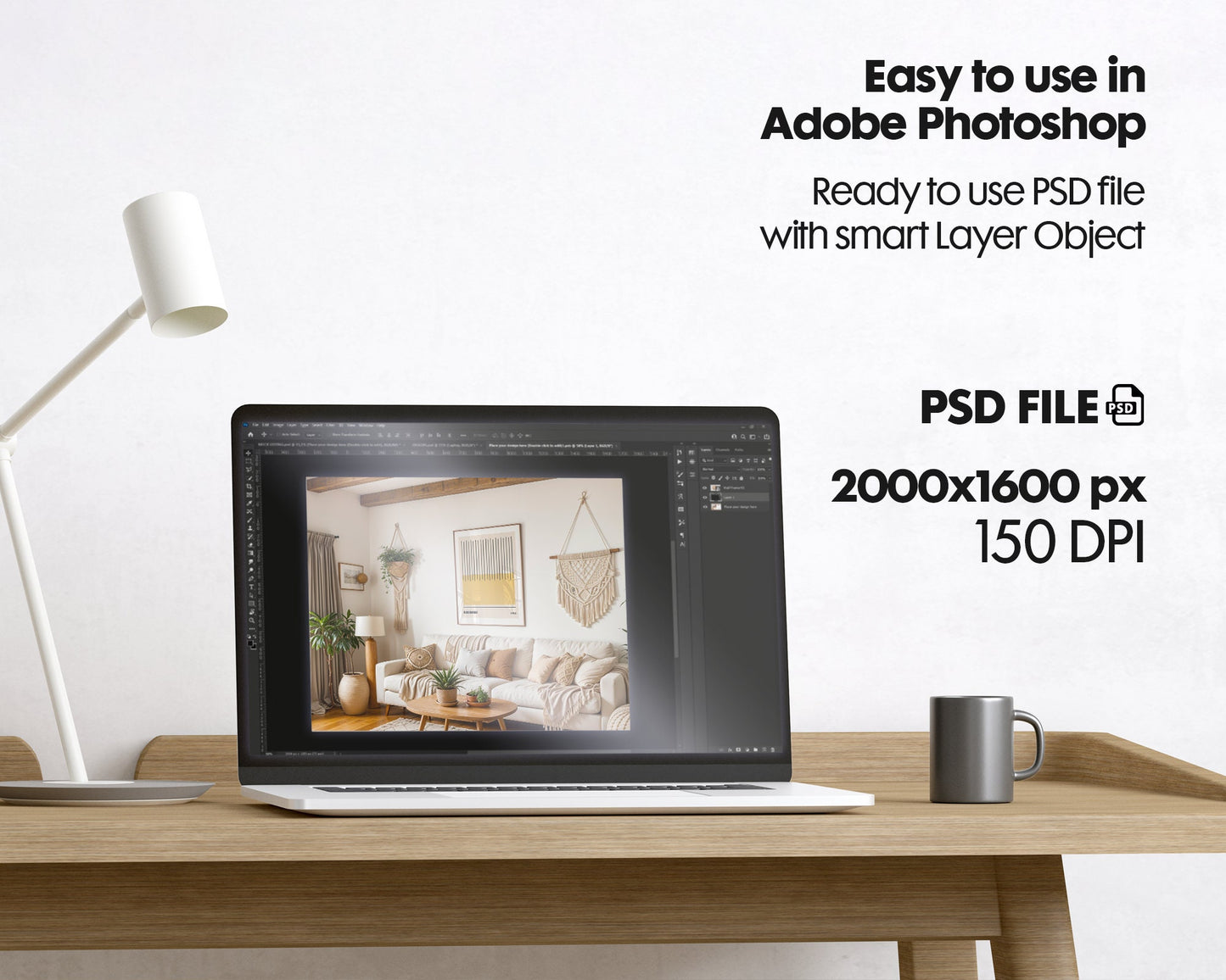 Artwork Mockup PSD | Framed Poster Mockup. DIN A Frame Mock–Up | PSD Photoshop Photopea Mockup. Frame Mockup Home Interior