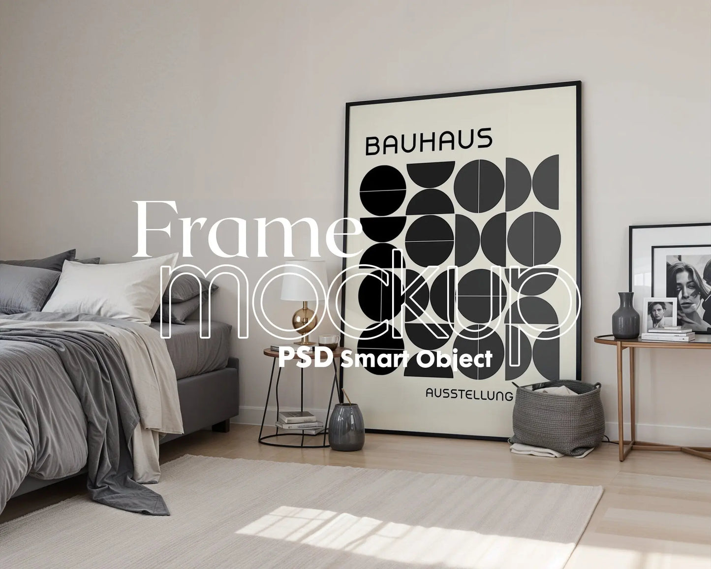 Artwork Mockup PSD | Framed Poster Mockup. DIN A Frame Mock–Up | PSD Photoshop Photopea Mockup. Frame Mockup Home Interior