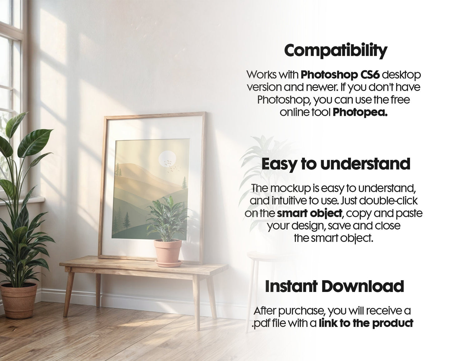 Frame Mockup in Home Interior PSD | Frame Mockup Frames | Interior Wall Poster | Interior Poster Shop Mockup