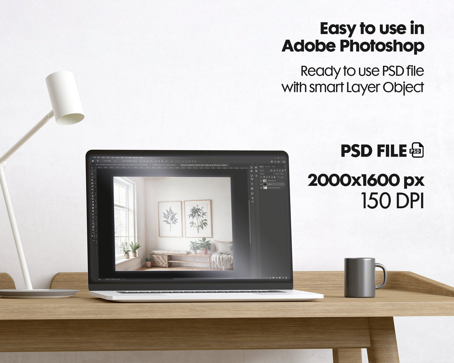 2 Frame Mockup in Home Interior PSD | 2 Frame Mockup Frames | Interior Wall Poster | Interior Poster Shop Mockup