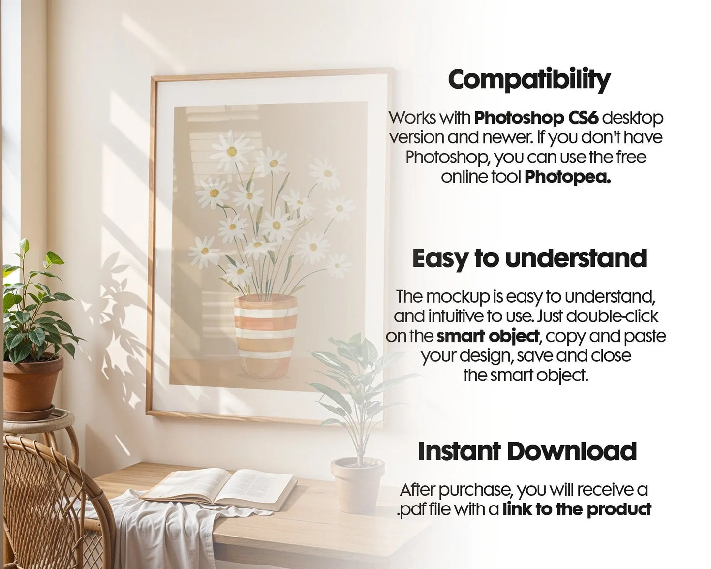 Frame Mockup in Study Room | Frame Mockup Frames | Study Room Wall Poster | Study Room Poster Shop Mockup