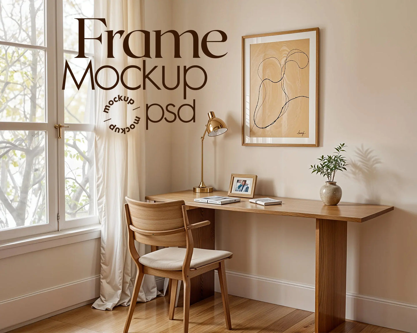 Study Room Wall Poster Frame Mockup | Frame Mockup Frames for Study Room Decor | Poster Shop Mockup for Home Office Art