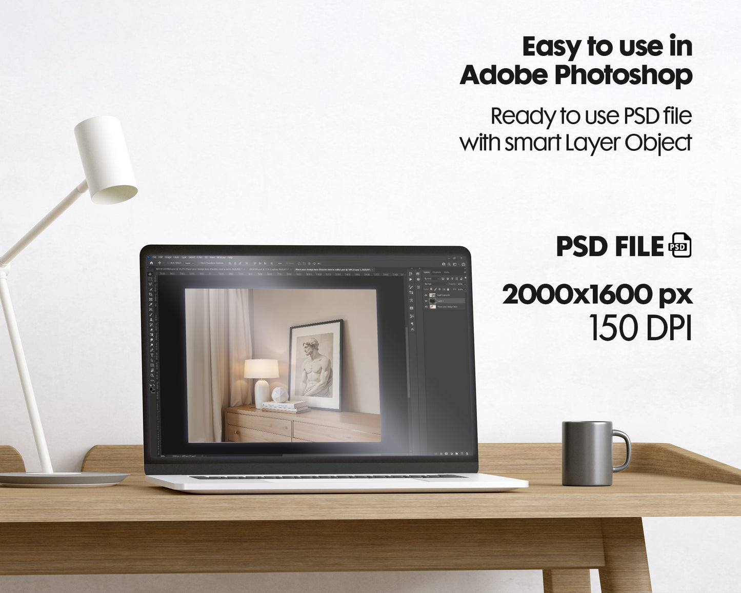 Vertical Frame Mockup in Home Interior | Frame Mockup PSD | Interior Wall Poster | Wood Frame Mockup