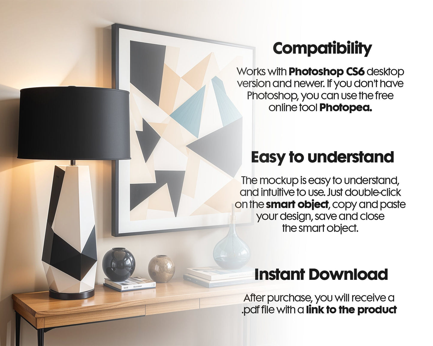 Vertical Frame Mockup in Home Interior | Frame Mockup PSD | Interior Wall Poster | Wood Frame Mockup