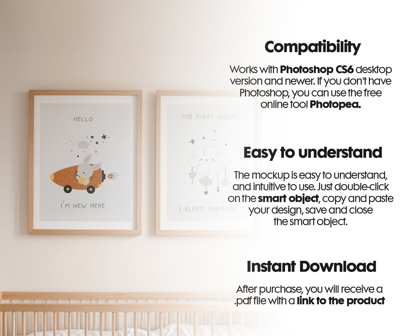 Frame Kids Room Mockup in Home Interior PSD | Nursery Frame Mockup Frames | Kids Wall Poster