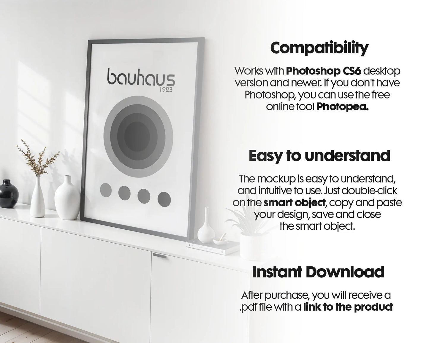 Black Frame Mockup in Home Interior | Black Frame Mockup Frames | Interior Wall Poster | Interior Poster Shop Mockup