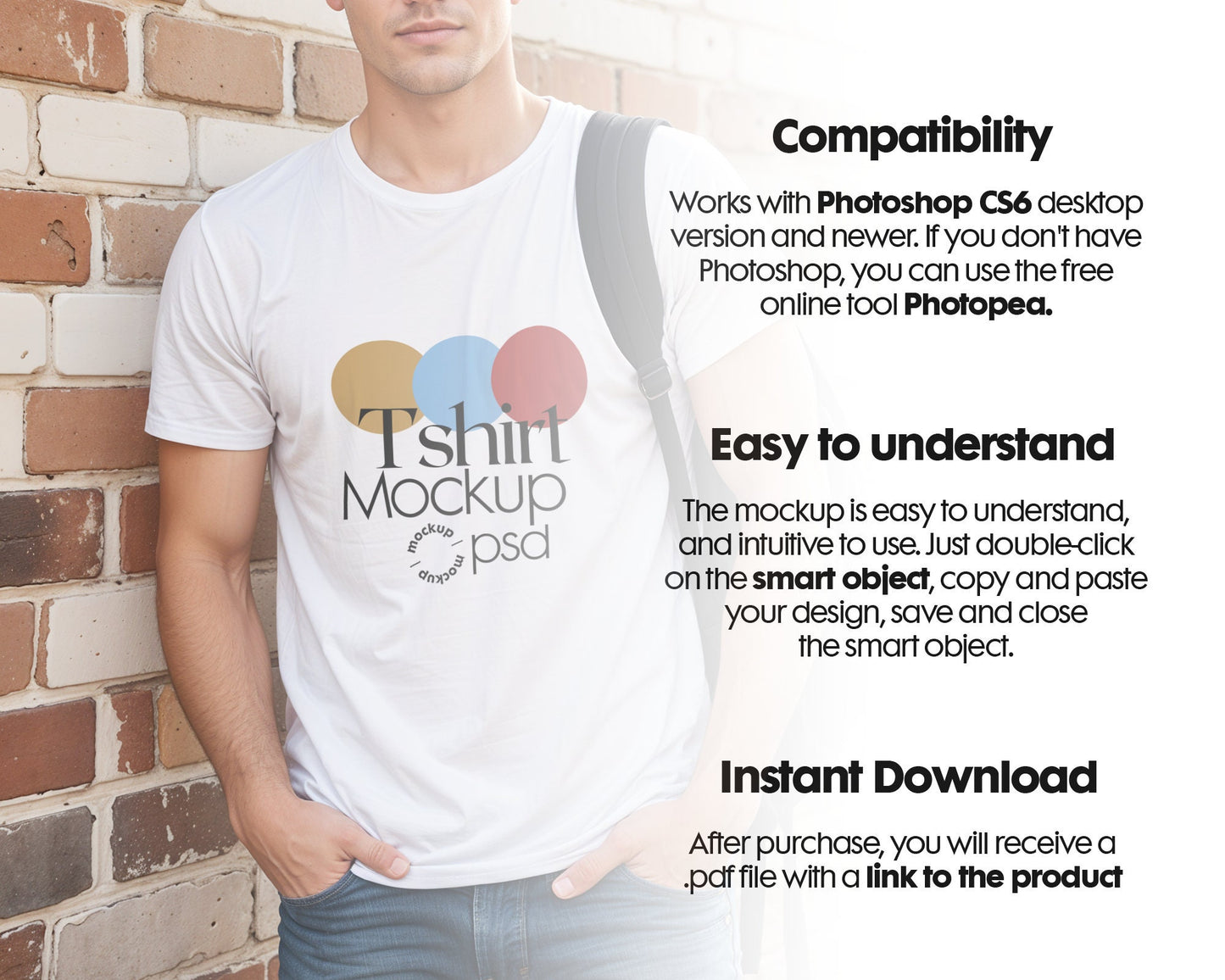 Men White Tshirt Mockup PSD , Gildan T-shirt Mockup PSD , Gildan 64000 Model Mockup PSD, White Shirt Mockup