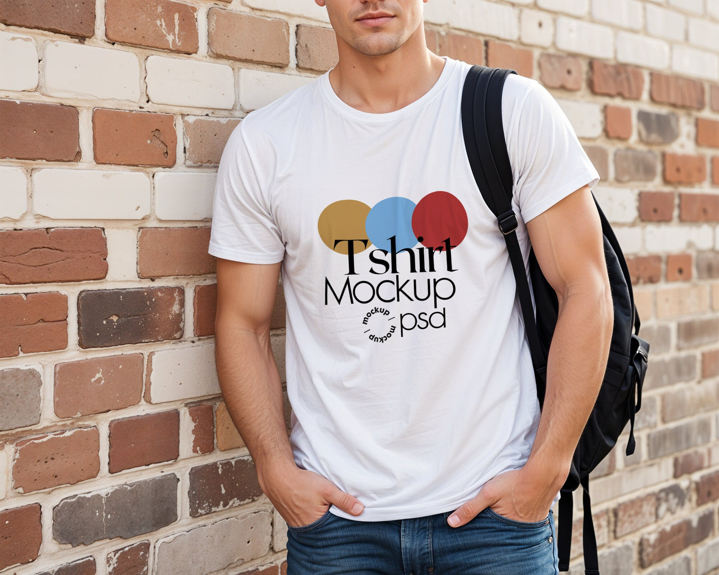 Men White Tshirt Mockup PSD , Gildan T-shirt Mockup PSD , Gildan 64000 Model Mockup PSD, White Shirt Mockup