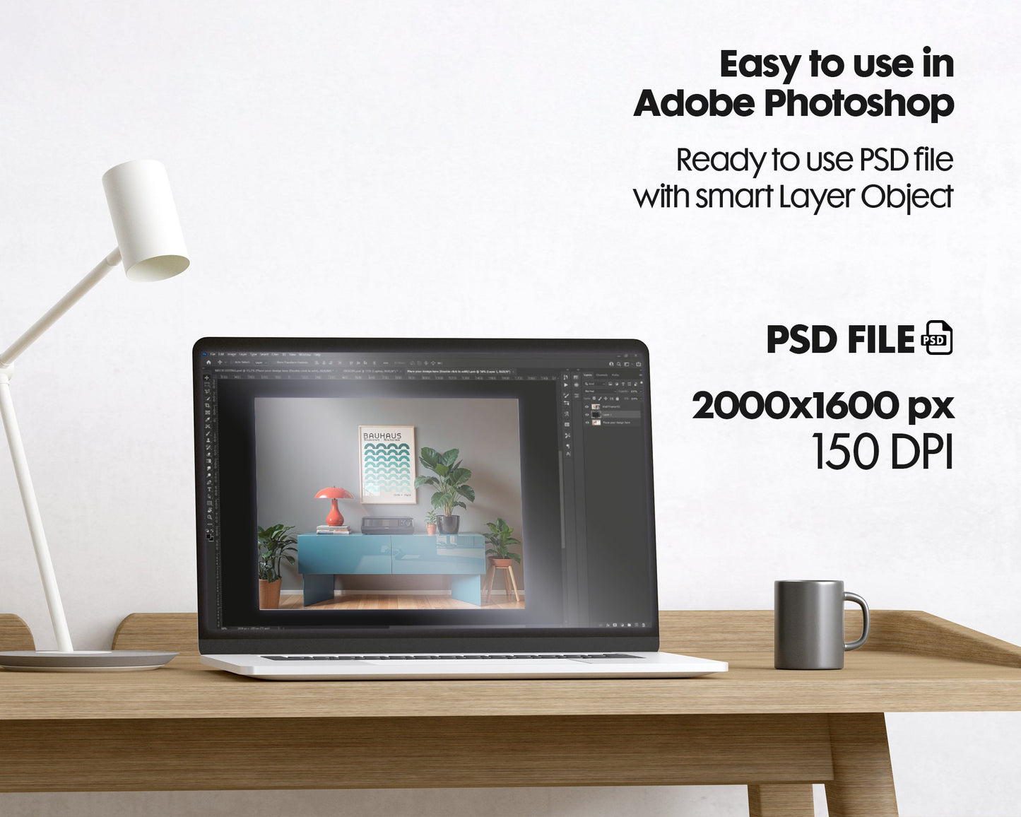 Artwork Mockup PSD | Framed Poster Mockup. DIN A Frame Mock–Up | PSD Photoshop Photopea Mockup. Frame Mockup Home Interior