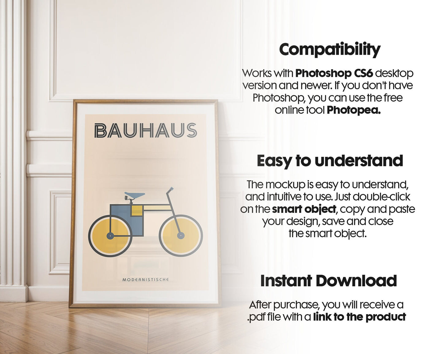 Artwork Mockup PSD | Framed Poster Mockup. DIN A Frame Mock–Up | PSD Photoshop Photopea Mockup. Frame Mockup Home Interior