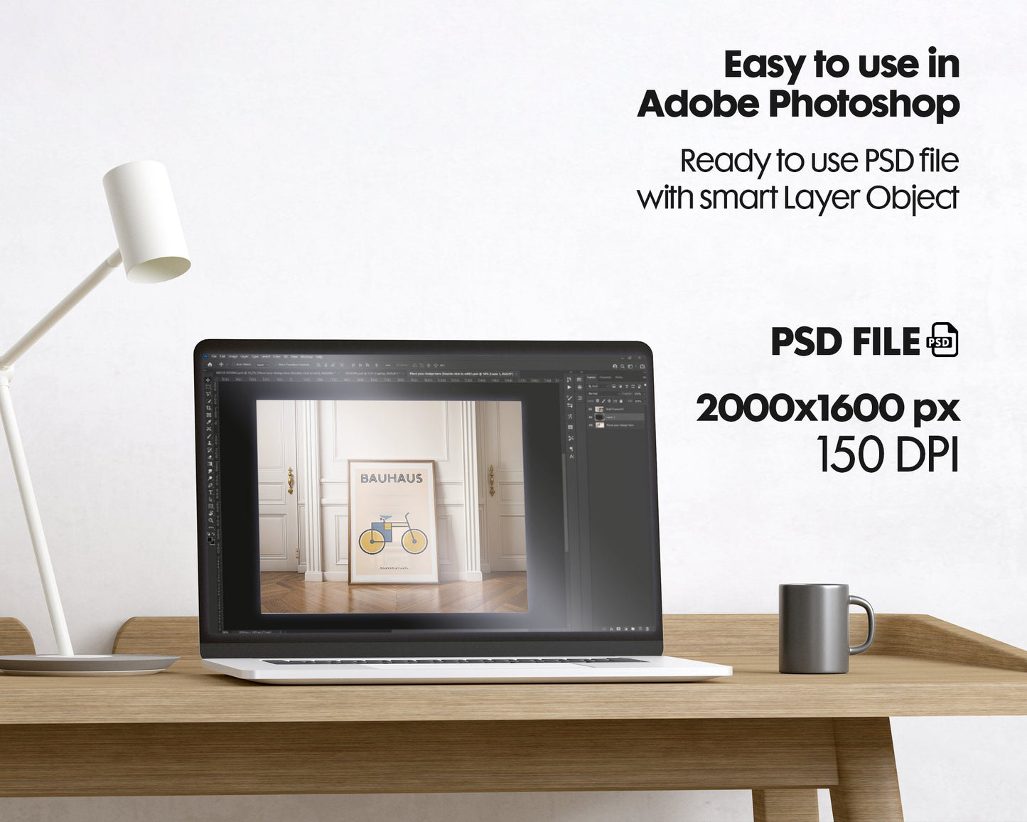 Artwork Mockup PSD | Framed Poster Mockup. DIN A Frame Mock–Up | PSD Photoshop Photopea Mockup. Frame Mockup Home Interior