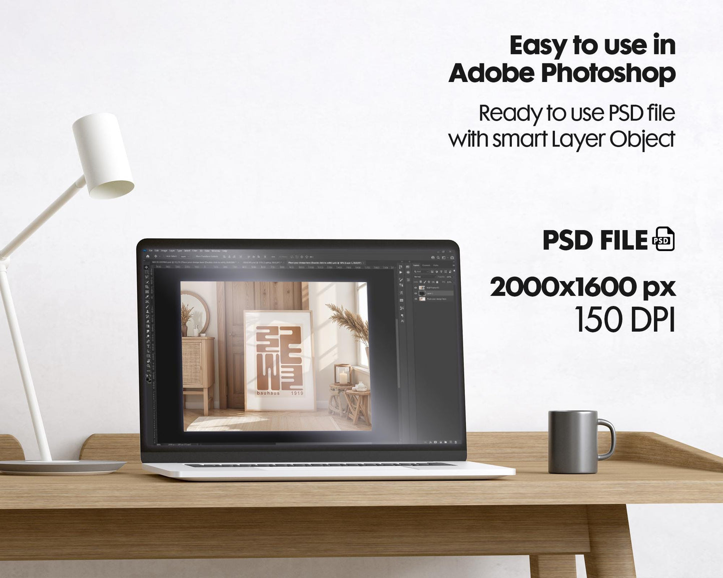 Artwork Mockup PSD | Framed Poster Mockup. DIN A Frame Mock–Up | PSD Photoshop Photopea Mockup. Frame Mockup Home Interior