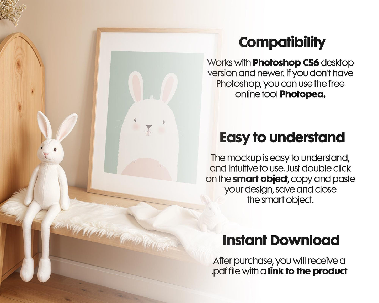 Frame Nursery Mockup in Home Interior PSD | Nursery Frame Mockup Frames | Nursery Wall Poster | Poster Shop Mockup