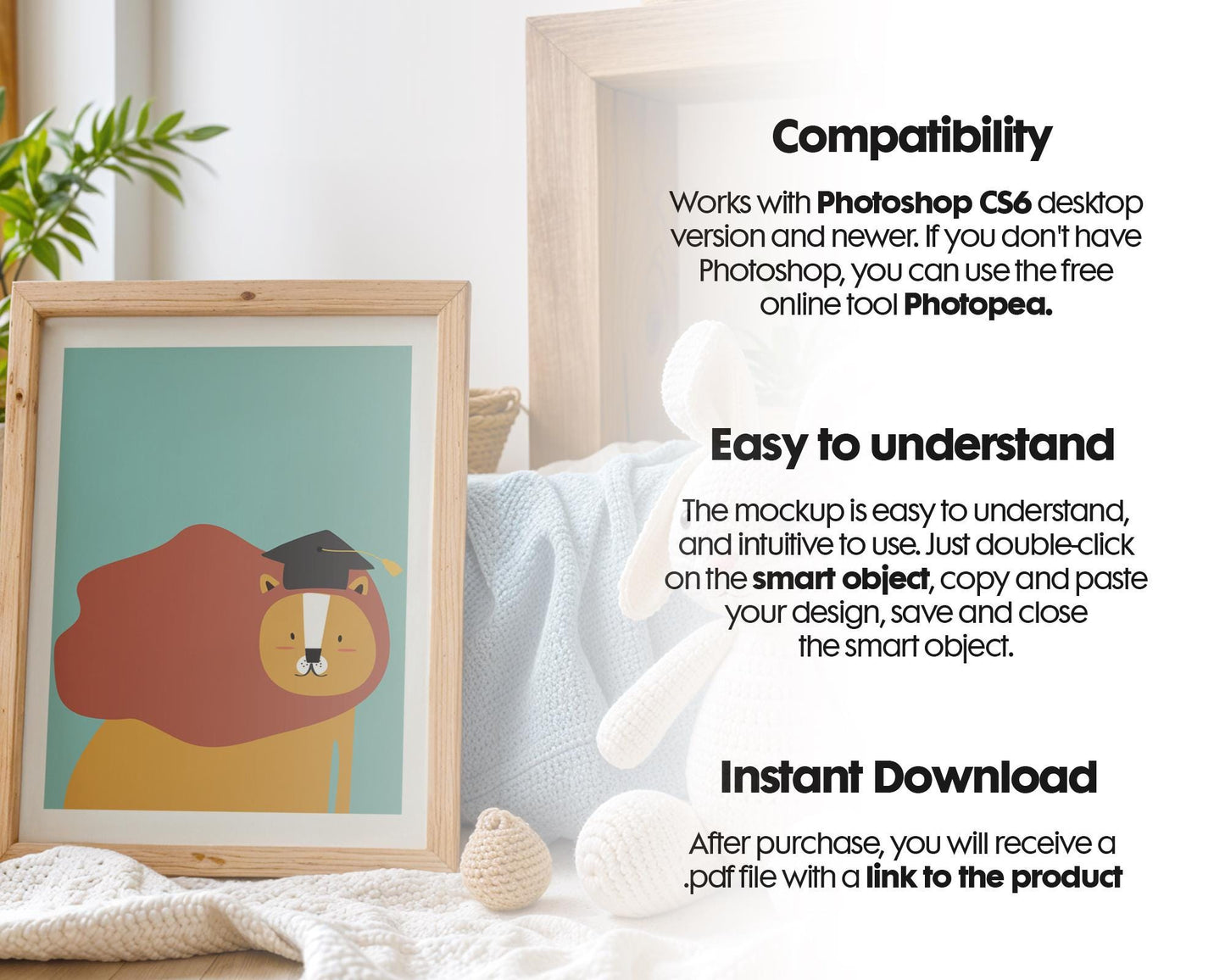 Frame Nursery Mockup in Home Interior PSD | Nursery Frame Mockup Frames | Nursery Wall Poster | Poster Shop Mockup