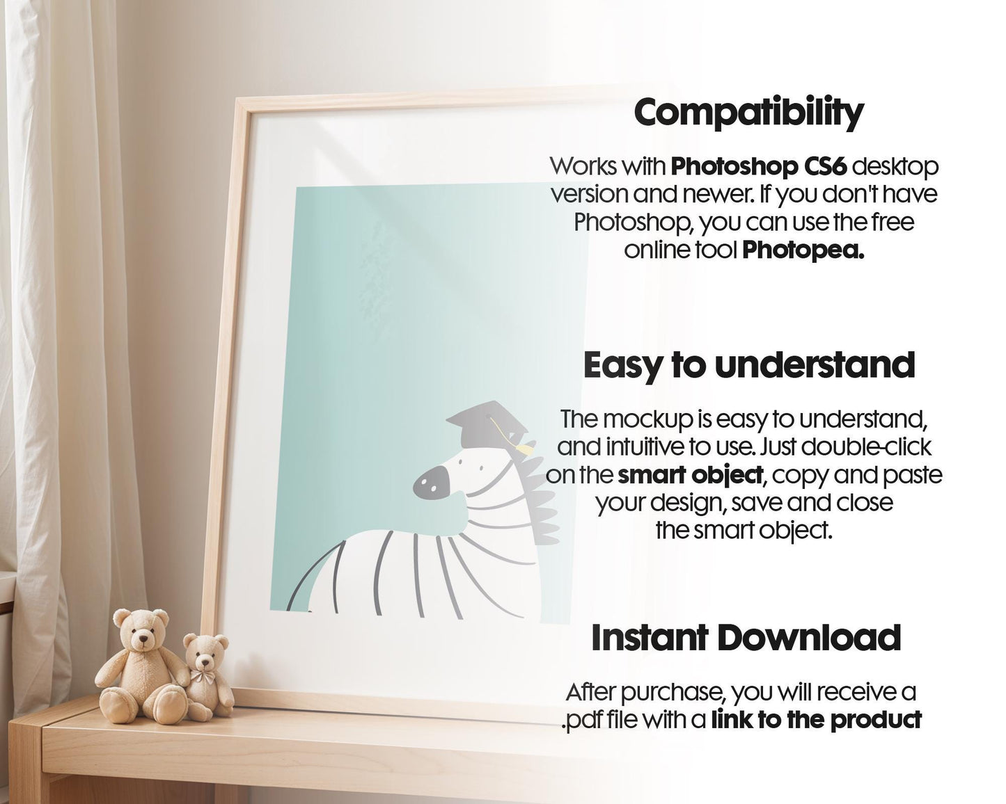 Frame Nursery Mockup in Home Interior PSD | Nursery Frame Mockup Frames | Nursery Wall Poster | Poster Shop Mockup