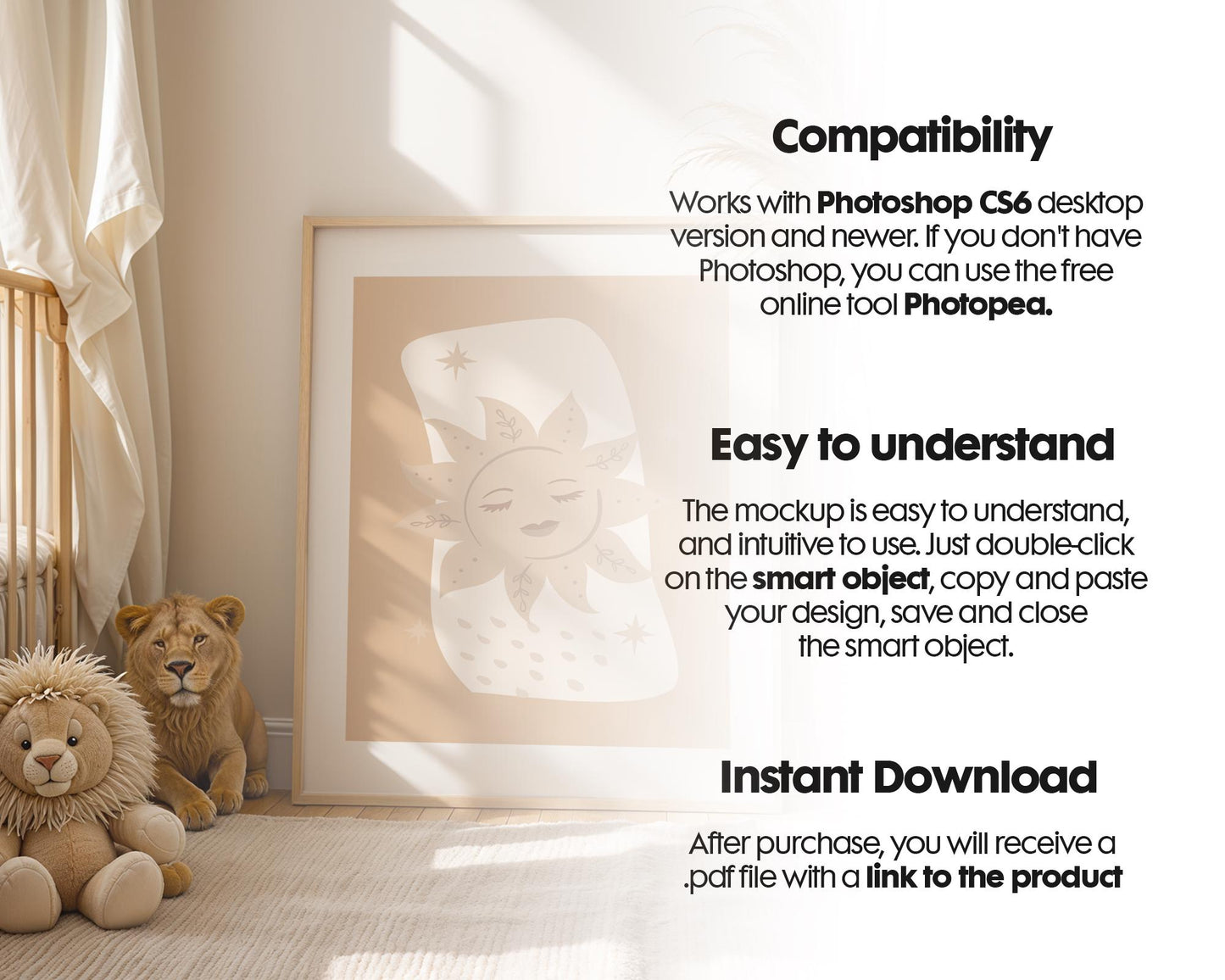 Frame Nursery Mockup in Home Interior PSD | Nursery Frame Mockup Frames | Nursery Wall Poster | Poster Shop Mockup