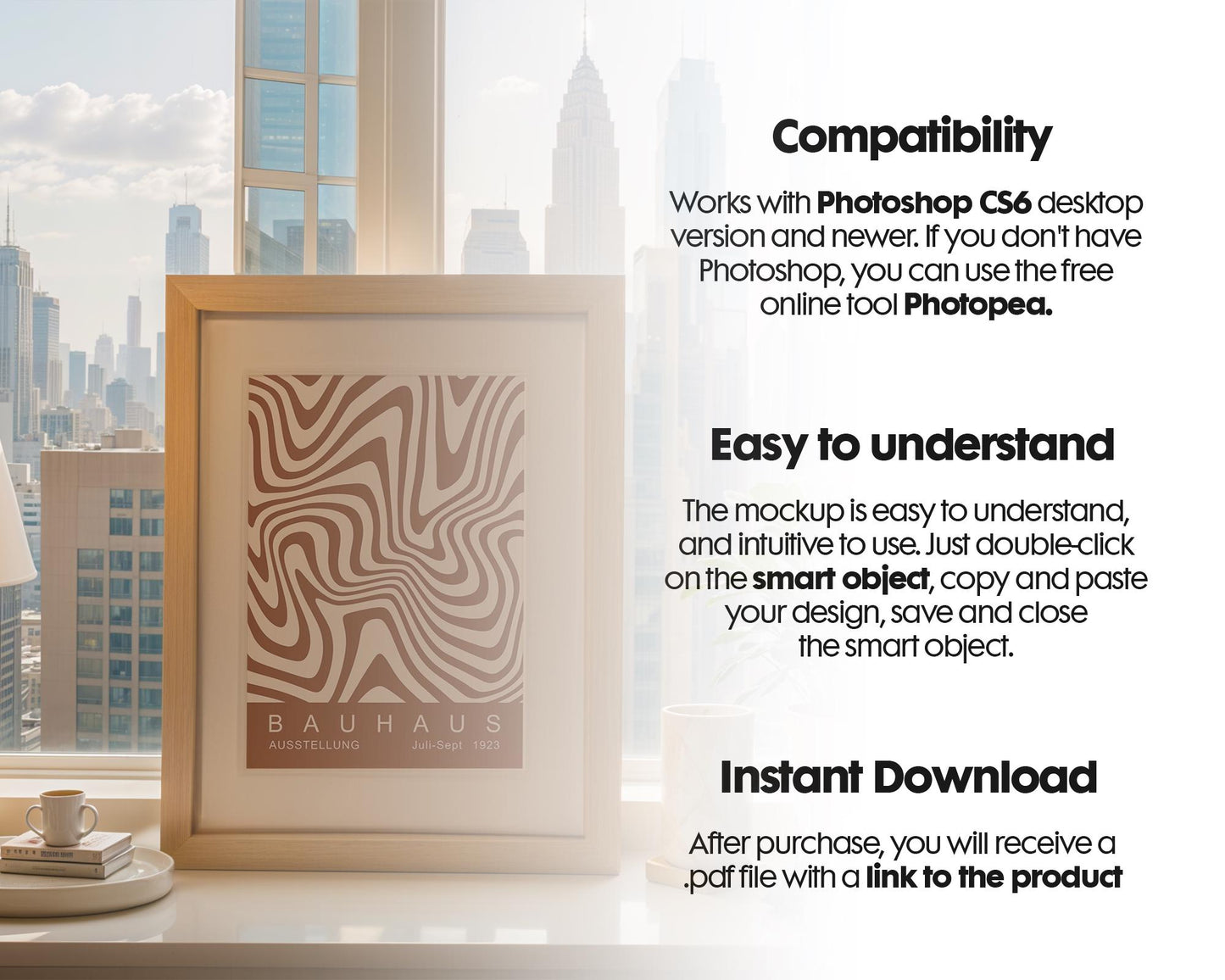 Frame Leaning On Window Sill Mockup | Mockup PSD Smart Object Interior Mockup Frame Mockup PSD Template