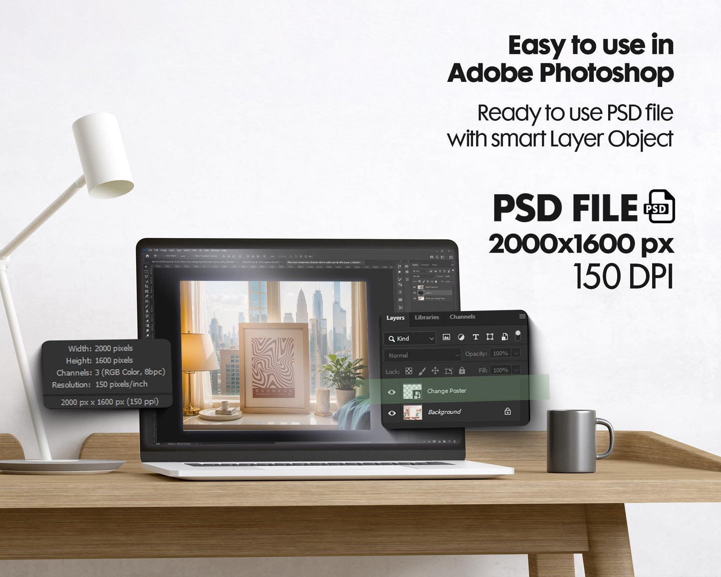 Frame Leaning On Window Sill Mockup | Mockup PSD Smart Object Interior Mockup Frame Mockup PSD Template
