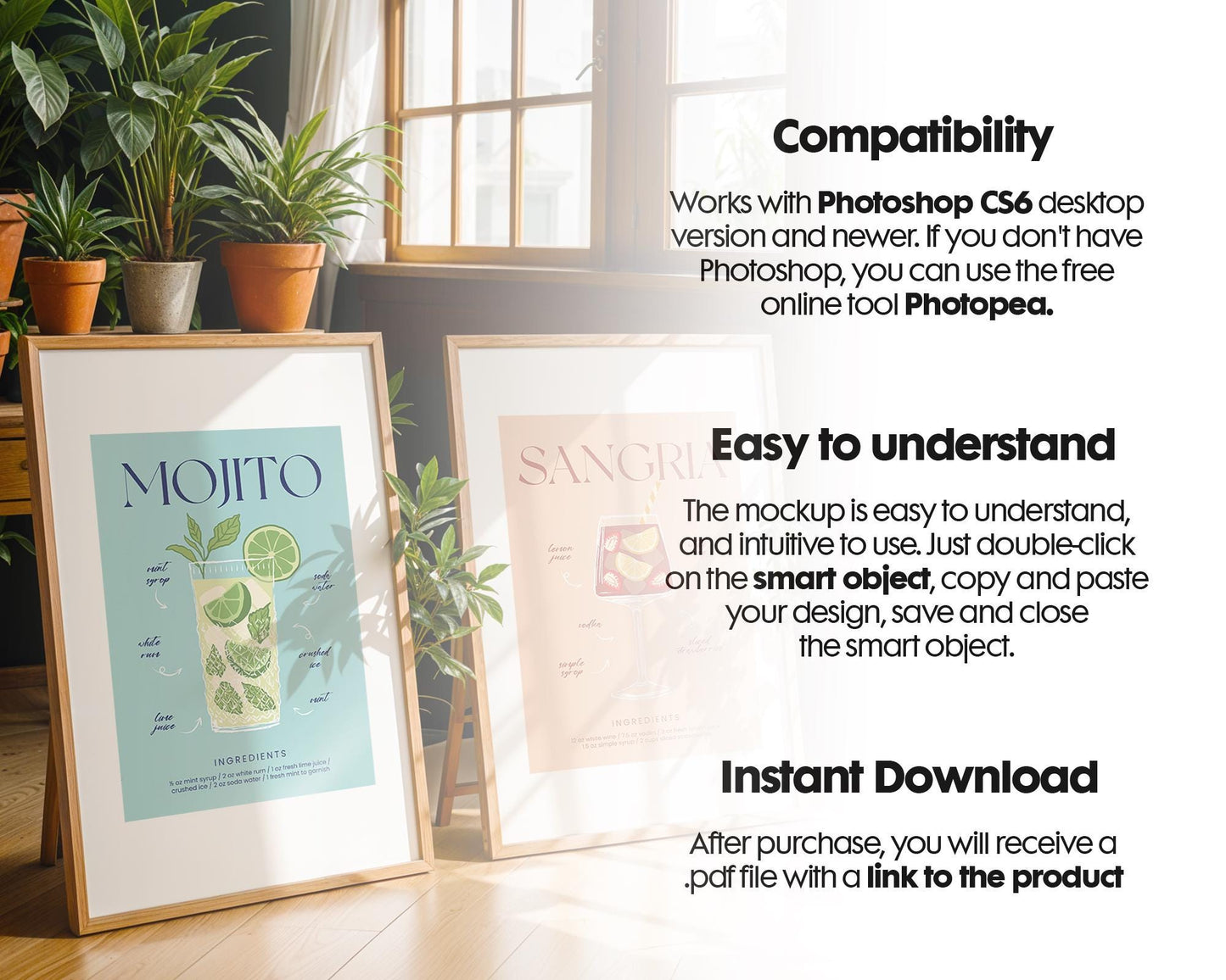 2 Frames Mockup PSD, Mockup Frames, Double Frames Mockup, Set of 2 Mock Up, Wall Art Display, Poster Mockup, Interior Wall Poster Mockup PSD