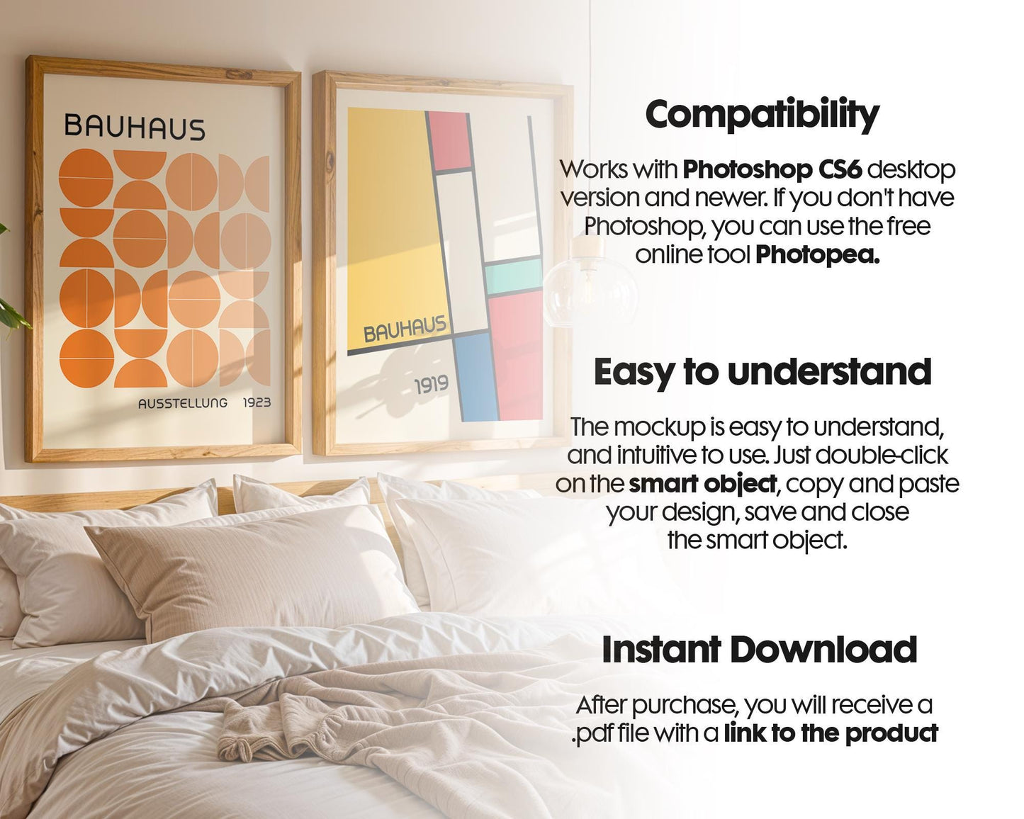2 Frames Bedroom Mockup PSD, Mockup Frames, Double Frames Mockup, Set of 2 Mock Up, Wall Art Display, Poster Mockup, Poster Mockup PSD