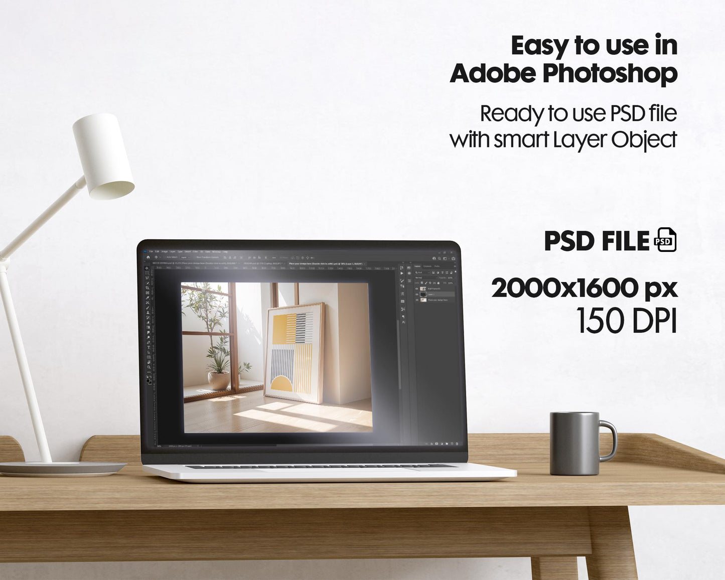 Artwork Mockup PSD | Framed Poster Mockup. DIN A Frame Mock–Up | PSD Photoshop Photopea Mockup. Frame Mockup Home Interior