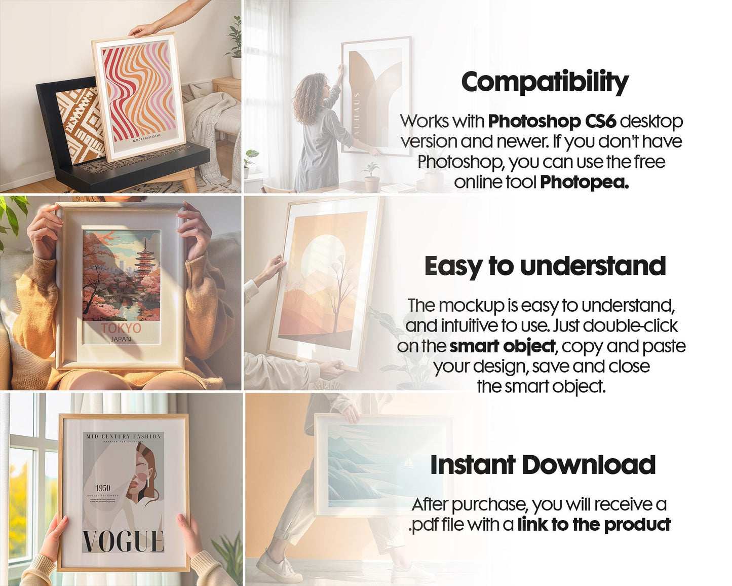 15 Woman Holding Frame Mockup PSD Bundle, Female Model Display Frames, Digital Art Mockups for Art & Photography