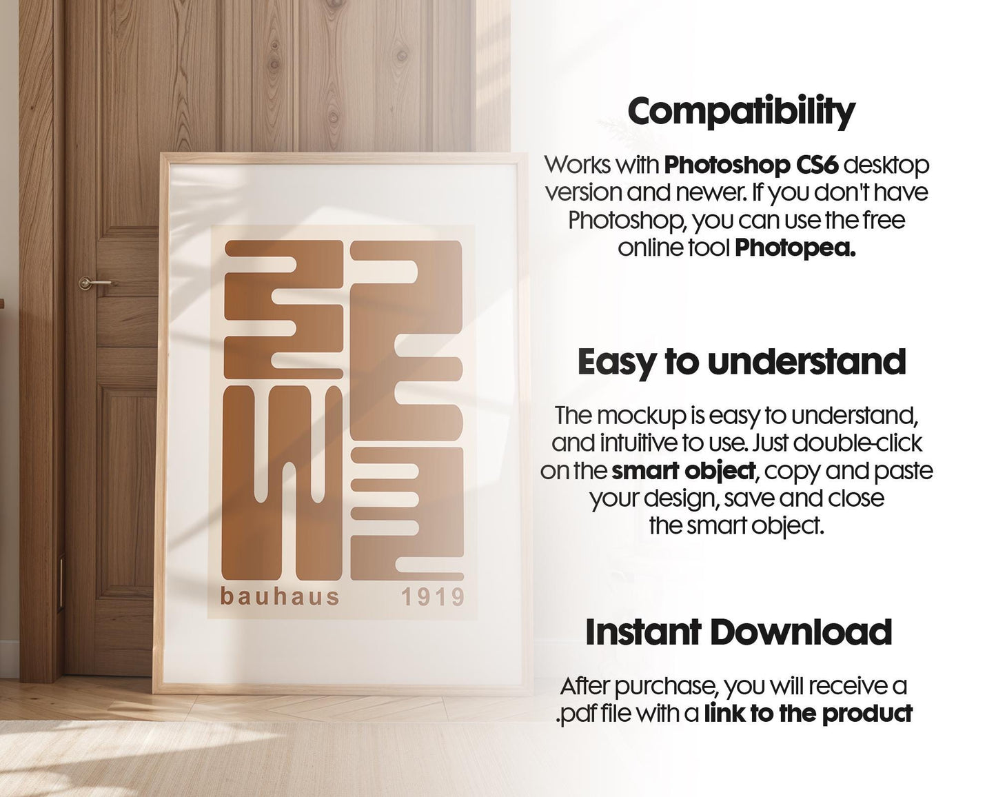 Artwork Mockup PSD | Framed Poster Mockup. DIN A Frame Mock–Up | PSD Photoshop Photopea Mockup. Frame Mockup Home Interior