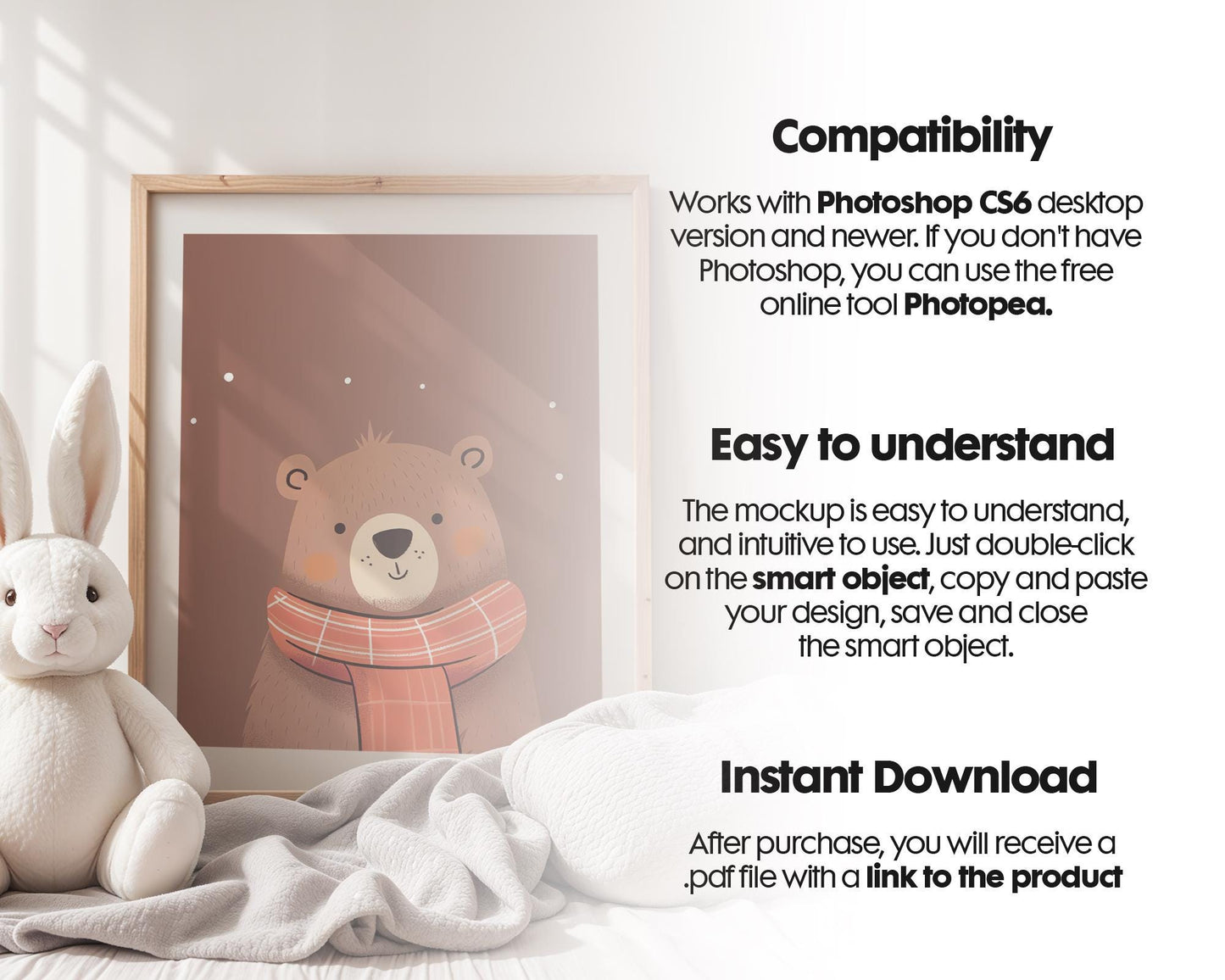 Frame Nursery Mockup in Home Interior PSD | Nursery Frame Mockup Frames | Nursery Wall Poster | Poster Shop Mockup