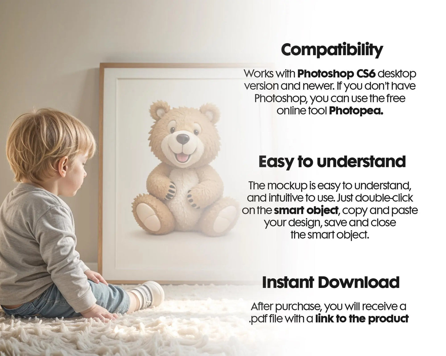 Frame Nursery Mockup in Home Interior PSD | Nursery Frame Mockup Frames | Nursery Wall Poster | Poster Shop Mockup