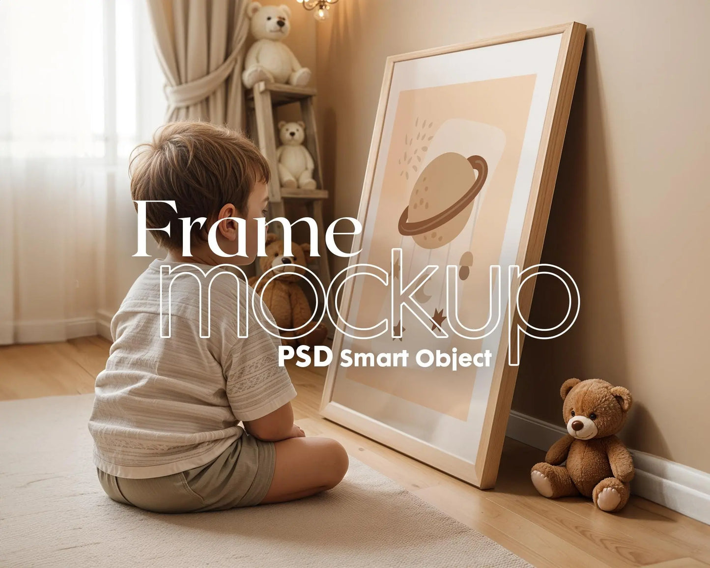 Frame Nursery Mockup in Home Interior PSD | Nursery Frame Mockup Frames | Nursery Wall Poster | Poster Shop Mockup
