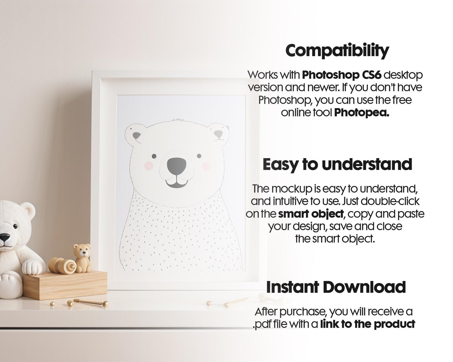 Frame Nursery Mockup in Home Interior PSD | Nursery Frame Mockup Frames | Nursery Wall Poster | Poster Shop Mockup