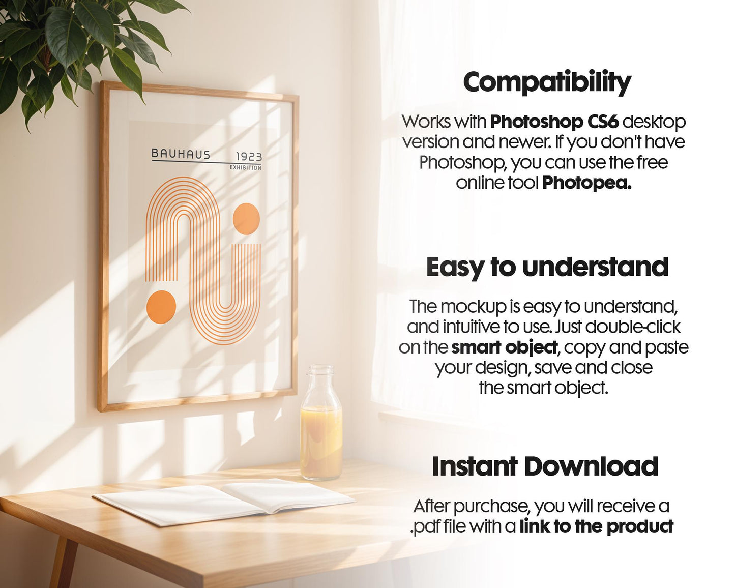 Soft Aesthetic Interior Frame Mockup | ISO A DIN Ratio | Thin Wood Frame | PSD Mockup | Frame Mockup Midcentury Minimal Home Interior