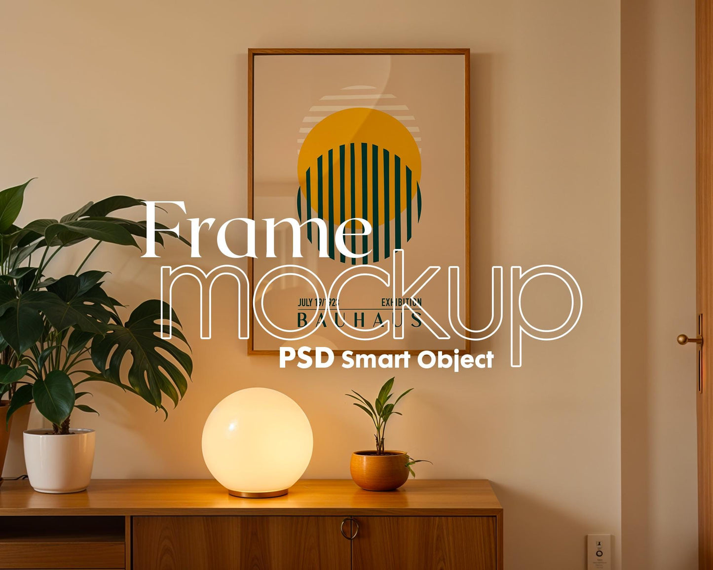 Soft Aesthetic Interior Frame Mockup | ISO A DIN Ratio | Thin Wood Frame | PSD Mockup | Frame Mockup Midcentury Minimal Home Interior