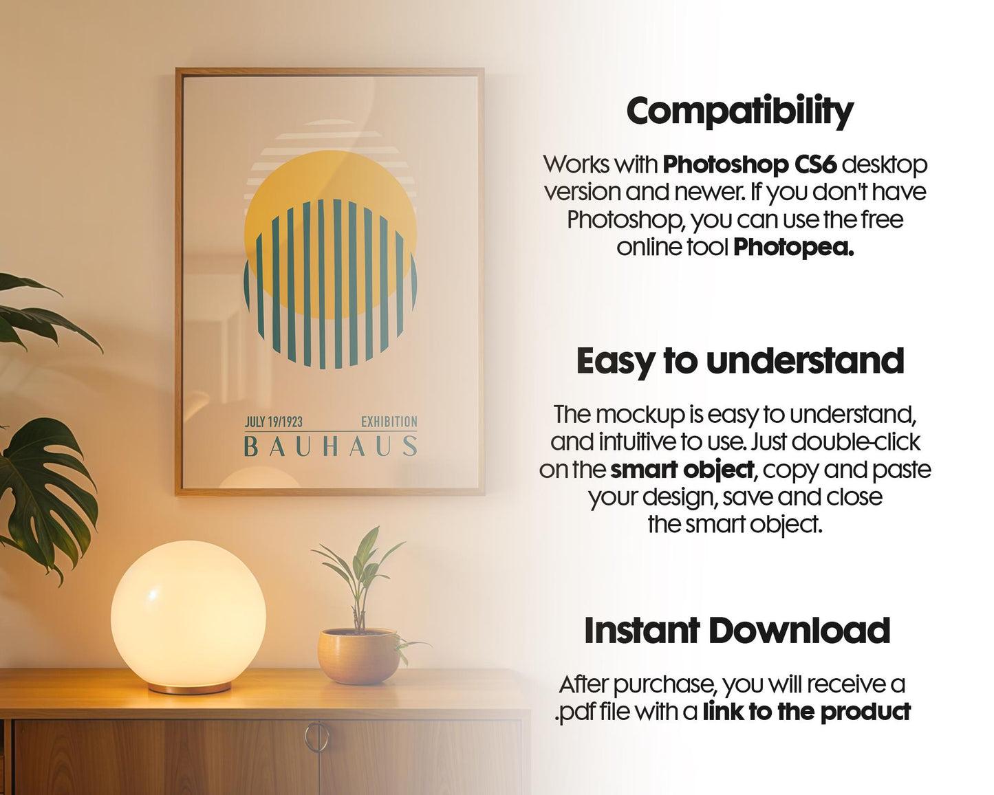 Soft Aesthetic Interior Frame Mockup | ISO A DIN Ratio | Thin Wood Frame | PSD Mockup | Frame Mockup Midcentury Minimal Home Interior