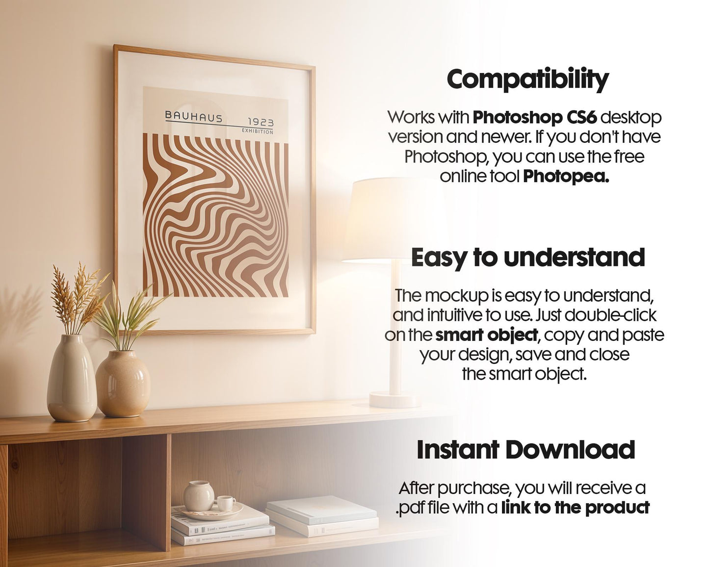 Artwork Mockup PSD | Framed Poster Mockup. DIN A Frame Mock–Up | PSD Photoshop Mockup. Frame Mockup Home Interior