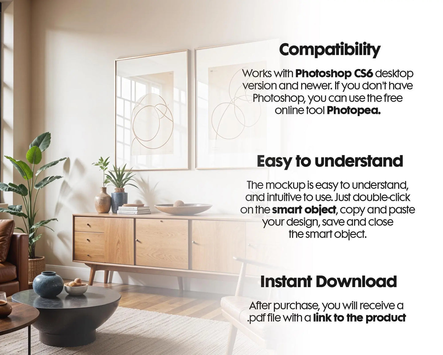 2 Frames Mockup PSD, Mockup Frames, Double Frames Mockup, Set of 2 Mock Up, Wall Art Display, Poster Mockup, Interior Wall Poster Mockup PSD