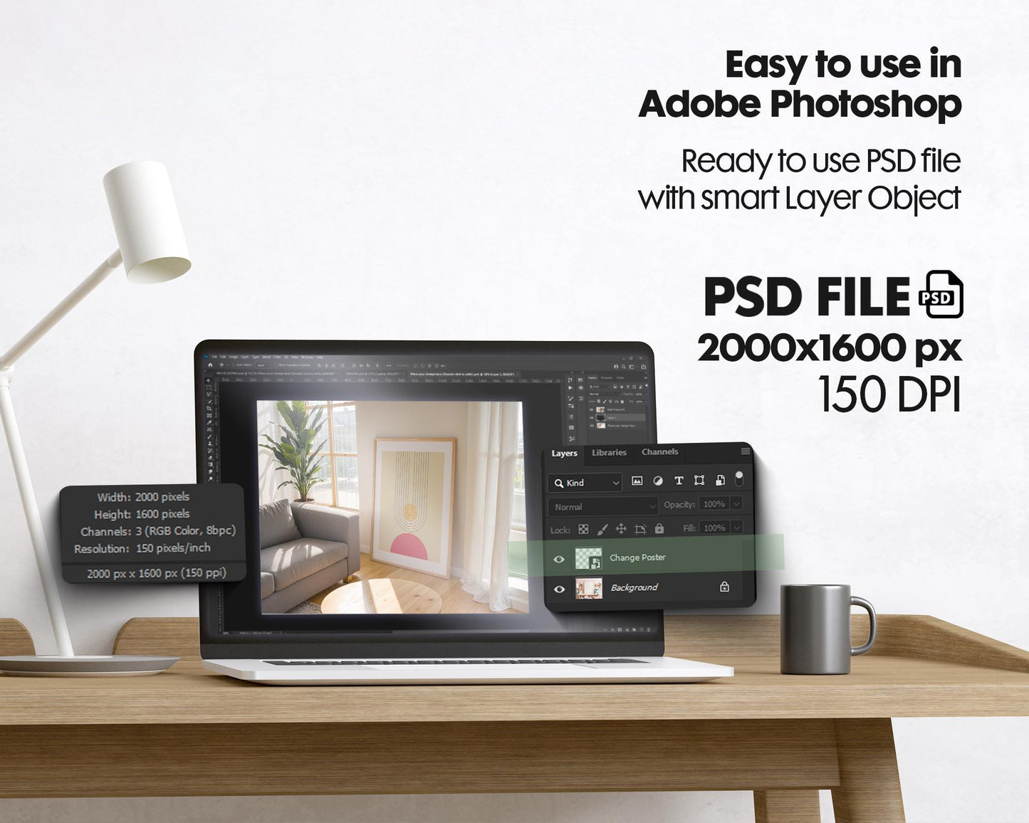 Frame Mockup in Home Interior PSD | Frame Mockup Frames | Interior Wall Poster | Interior Poster Shop Mockup